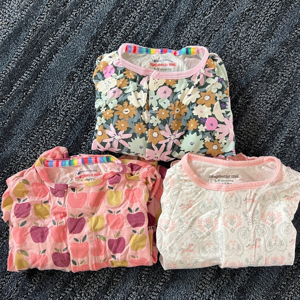 Set of 3 Magnetic Me Onesies size 6-9 months